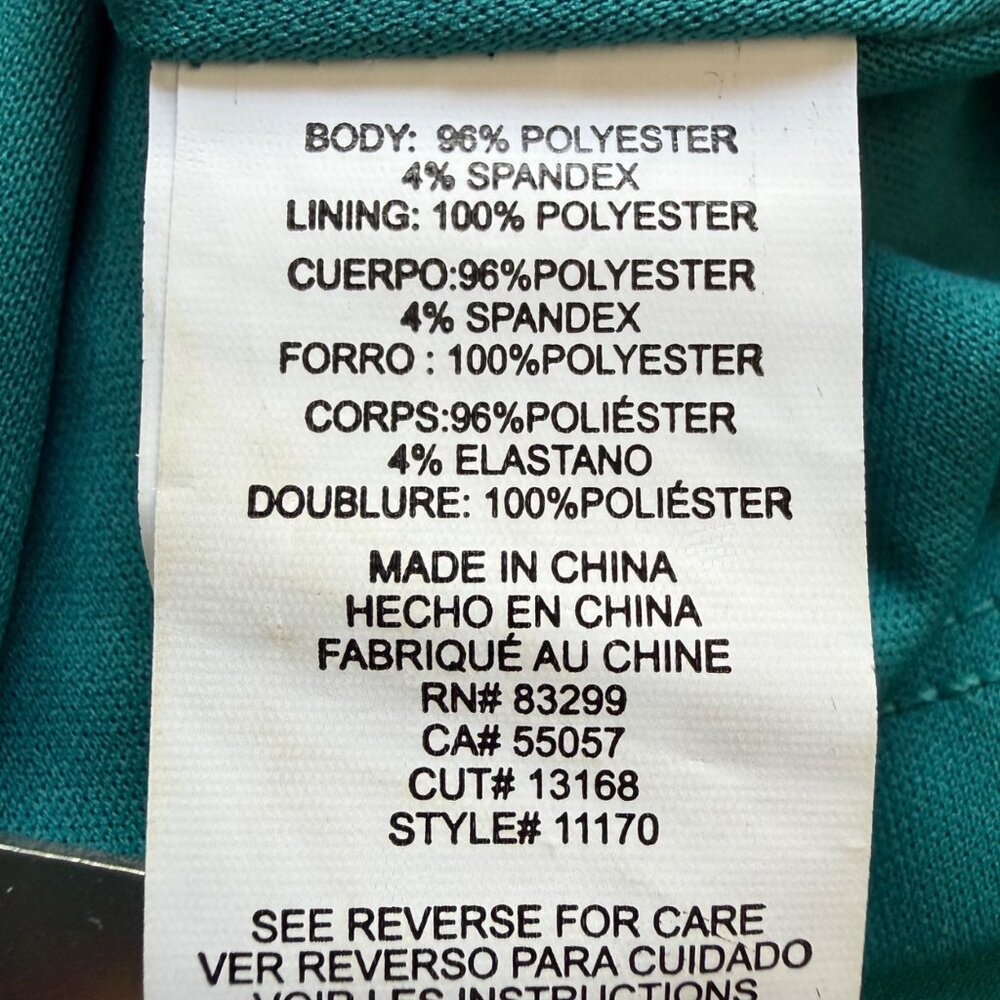 Vintage Y2K Jump Apparel Size 3/4 Teal Green V-Neck Seamed Mermaid Evening Gown - Picture 5 of 16